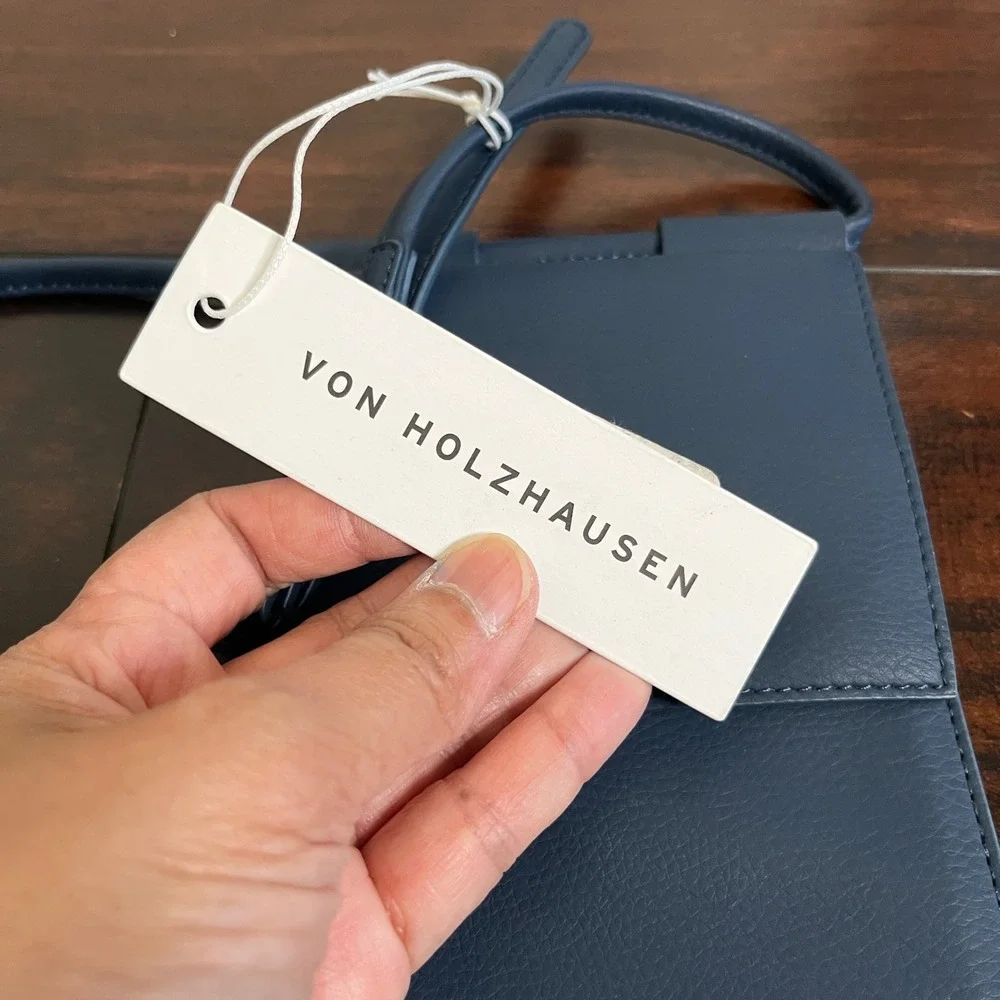 NEW Von Holzhausen Blue Vegan Leather Micro Bag Crossbody Phone and Card‎ Pouch